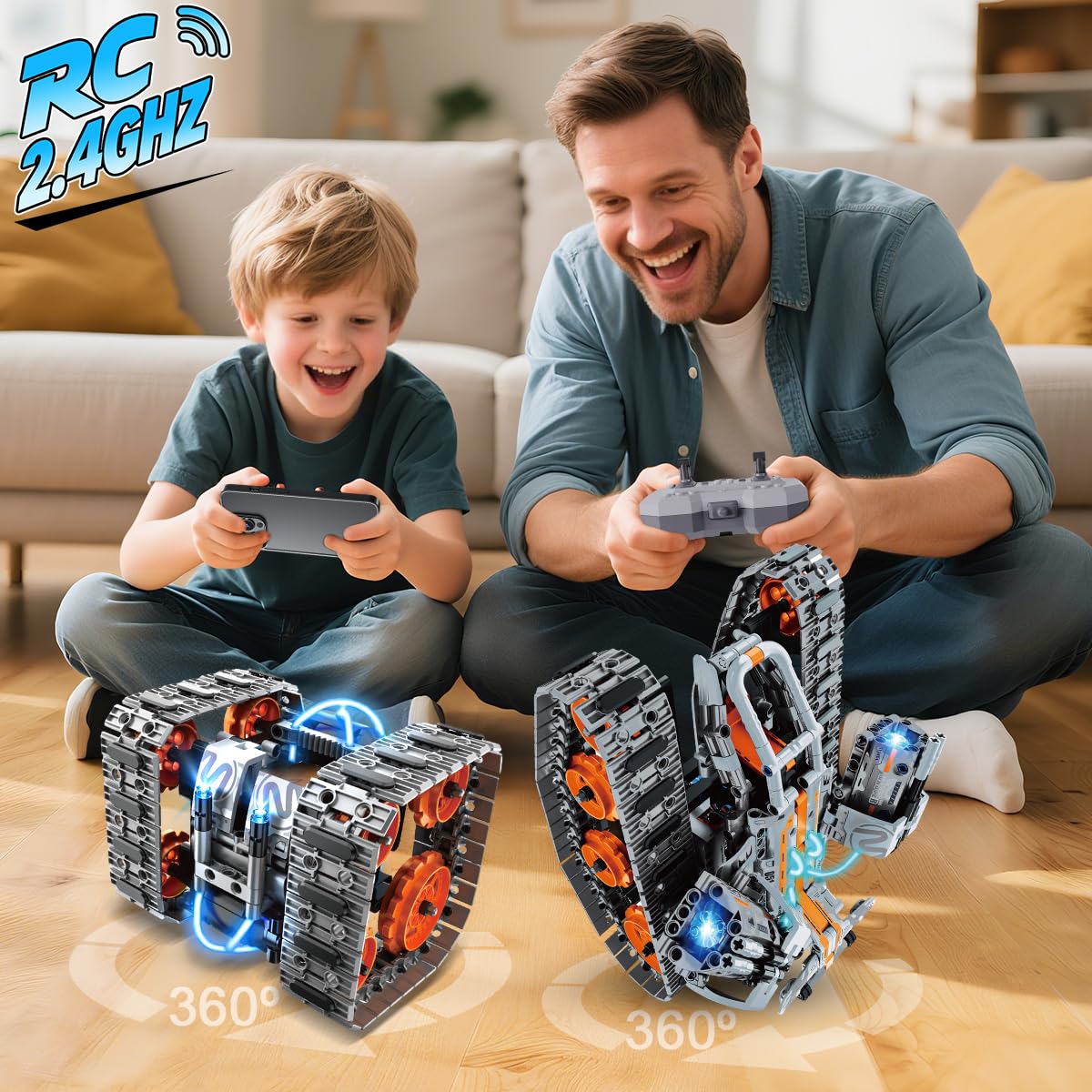 PLAXSOON Juguete de construcción técnico con luces LED, robot tanque 5 en 1 con control por app y mando a distancia, bloques de construcción, 604 piezas RC Technic, kit de construcción, juguete