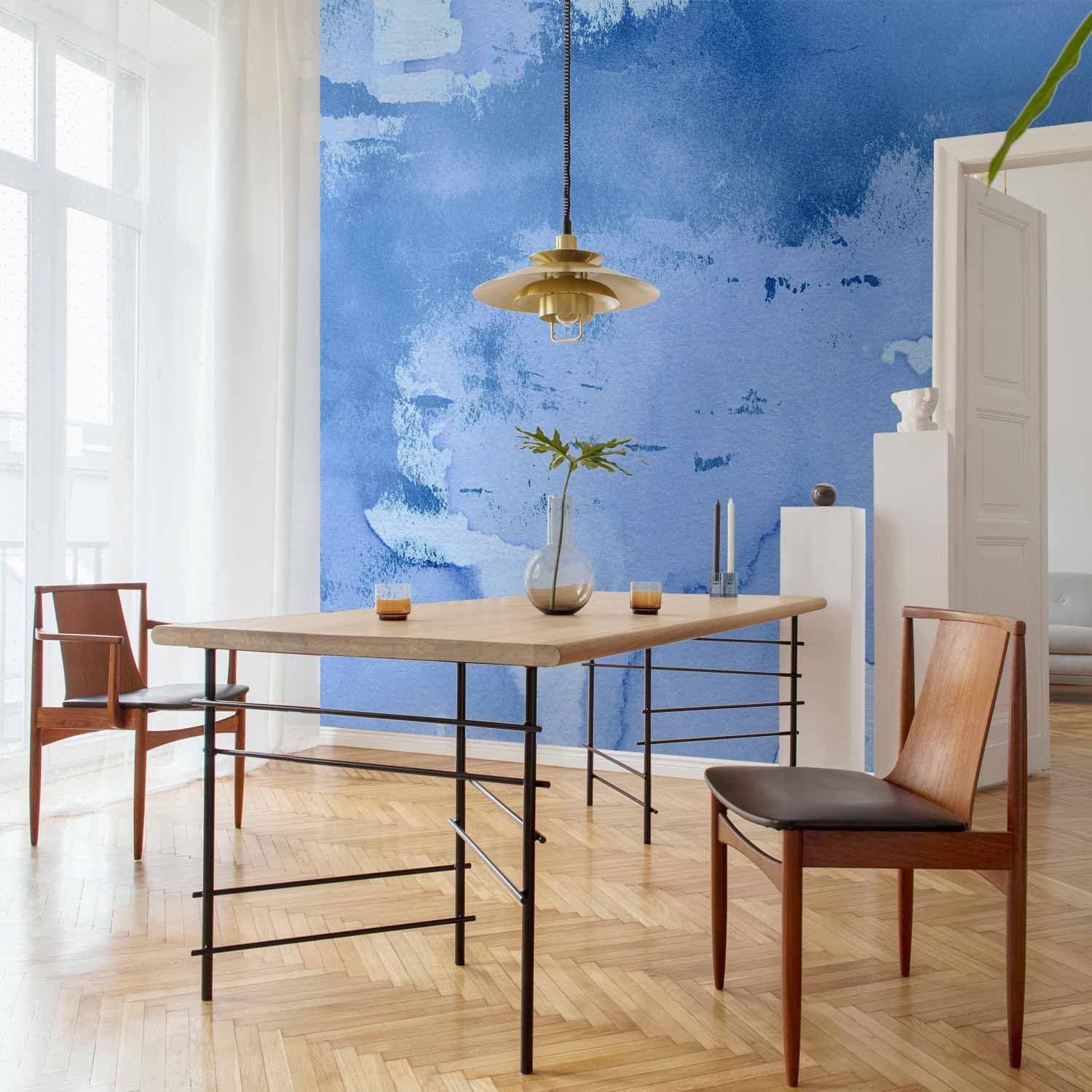 artgeist Wall Mural Concrete 118x83 in - Non-Woven Wallpaper Fleece Wall Decor Photo Print Picture Image Design Abstract Faux Stone Paint Stains Blue Violett a-A-10180-a-c