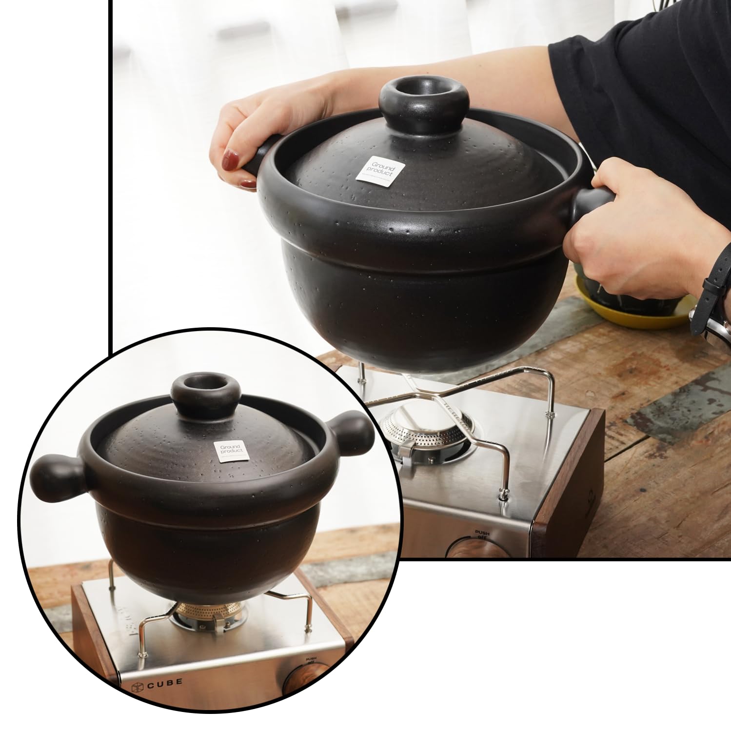 Amazon | ふくべ屋 萬古焼 ごはん鍋 -Ground Product- 4合炊き ガス火