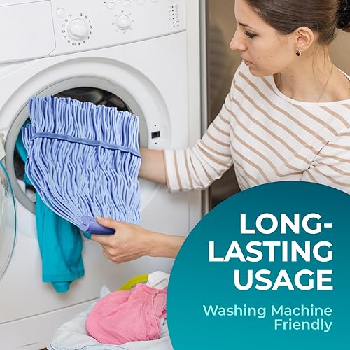 Miniatura 6 de Repuesto de cabezal de fregona comercial de algodón con mango telescópico de 59 pies - Trapeadores de cocina para limpieza de suelos con 3 tamaños