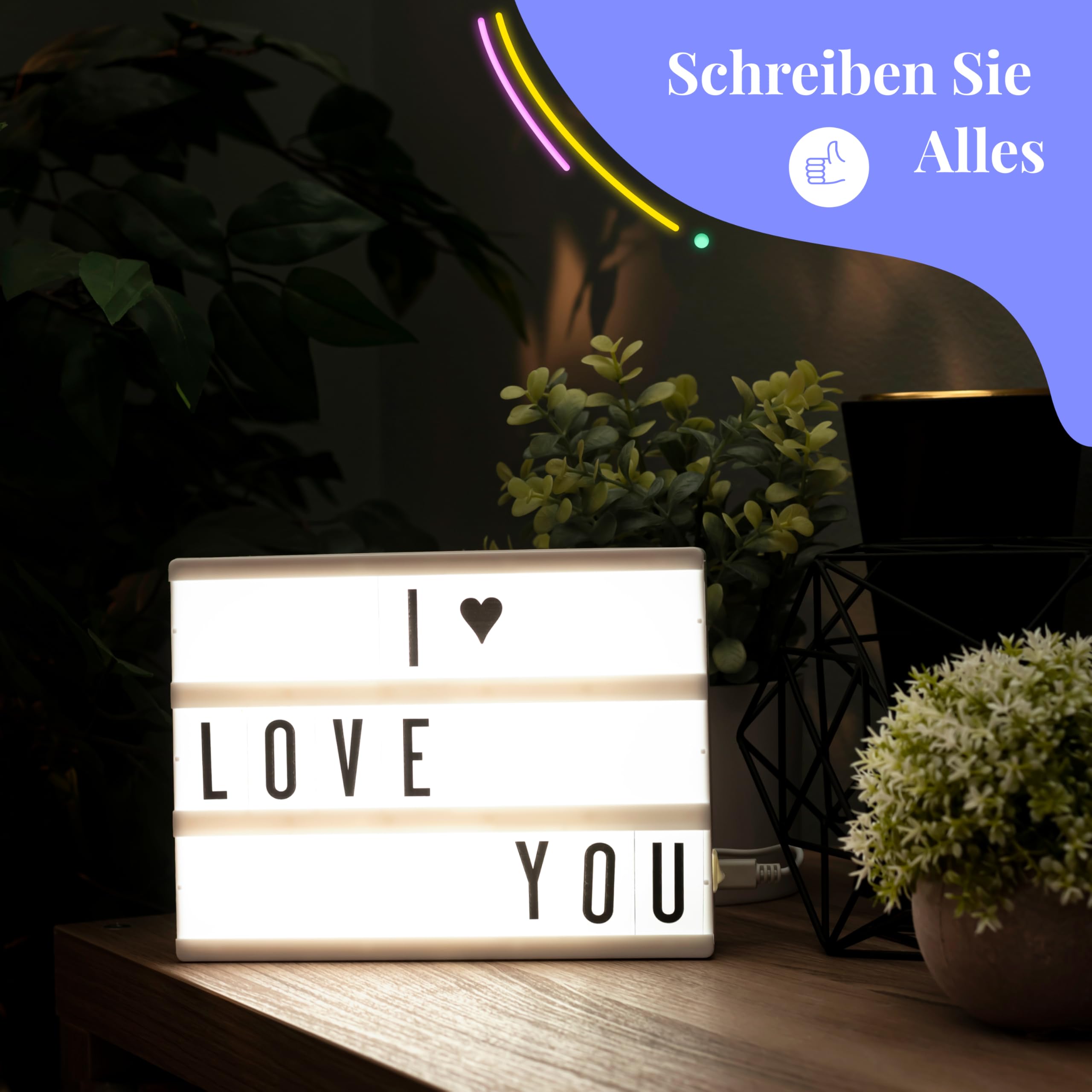 My Cinema Lightbox - Lichtbox Leuchtkasten, 20x15cm, Mit Buchstaben, Kino Lightbox, Leuchttafel, LED
