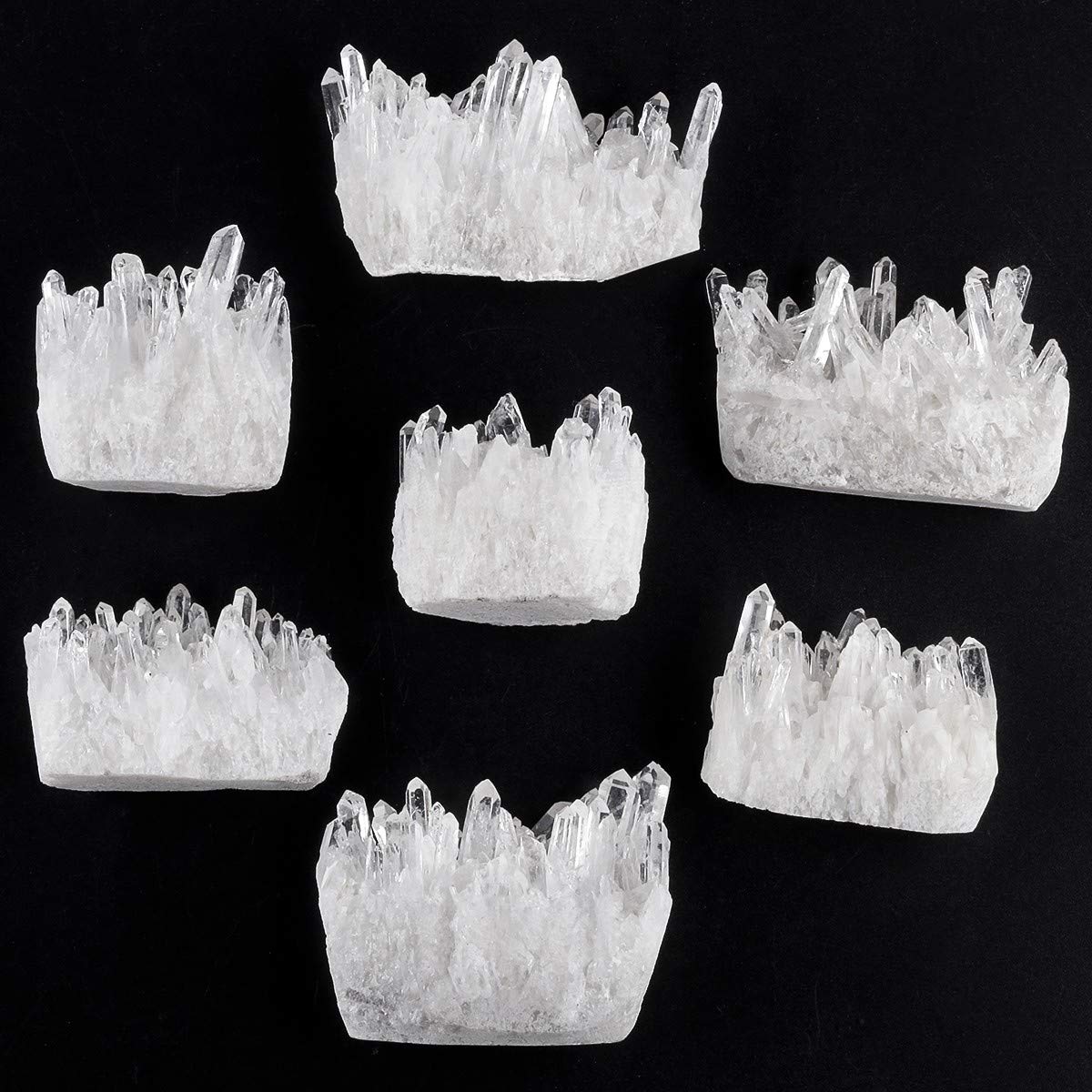 mookaitedecor Pointe Cristal de Roche Naturelle Brute Druse Quartz Blanc & 7 Chakra Pierres Polie Lithotherapie,Cristaux Mineraux Collection Décoration