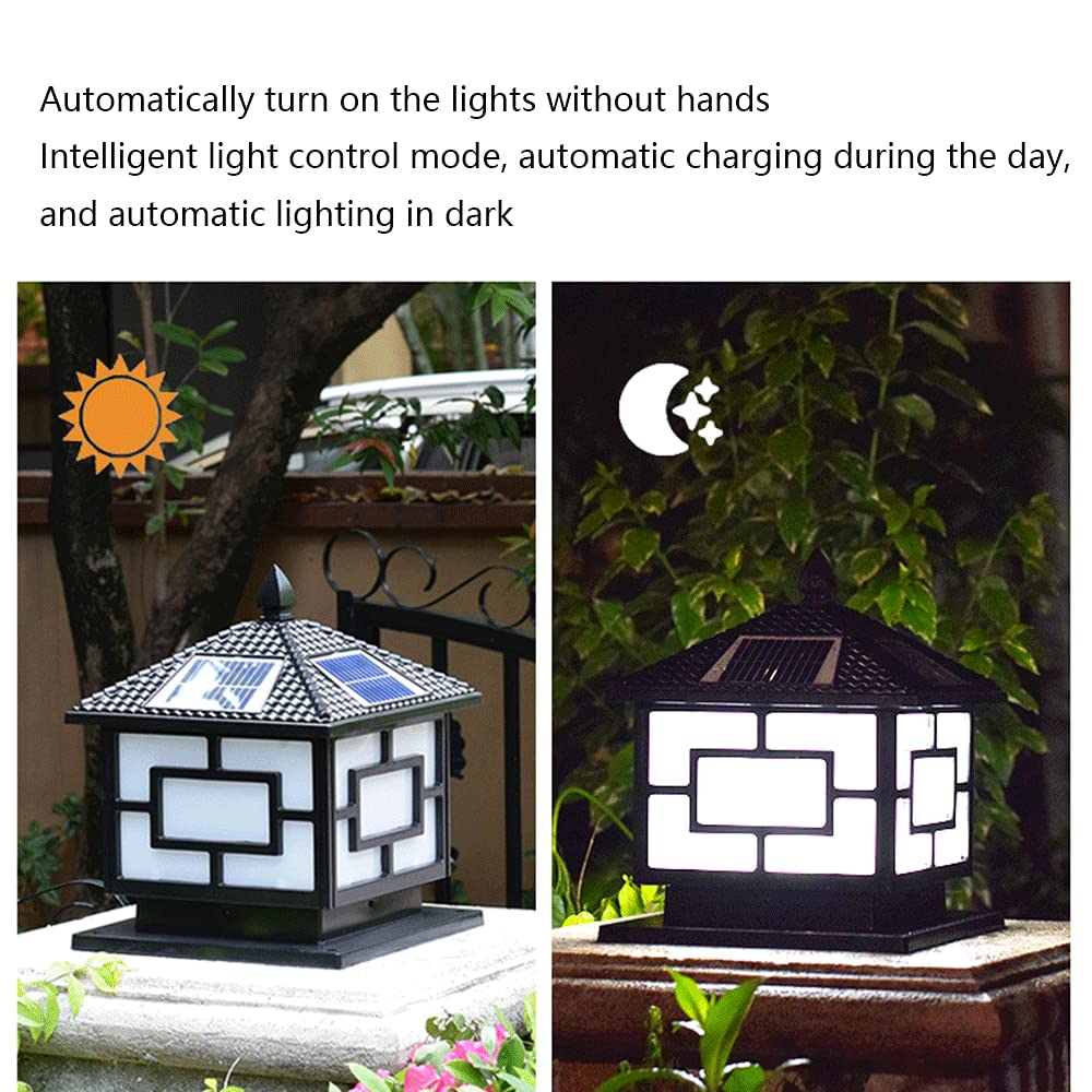 CHENKUI Solarna Lampa Słupkowa W Stylu Chińskim Przemysłowe Oświetlenie Pocztowe Kreatywne Oświetlenie Kolumnowe Z Latarnią W Kształcie Słupa Czujnik Zmierzchu Do Świtu IP54 Wodoodporny Super Jasny