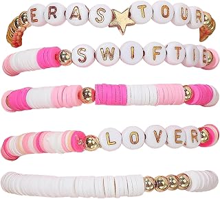 Taylor Bracelets for Women Girls Swiftie Gifts Lover 1989 Speak Now Reputation Fearless Clay Beaded Bracelet Taylor Jewelry Merch