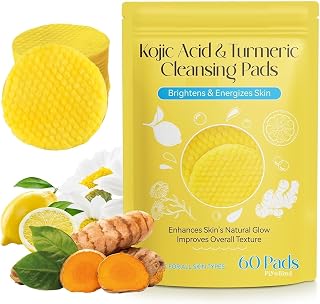 PiyuBind Kojic Acid and Turmeric Cleansing Pads - 60 Count, Mild and Non-Irritating, Suitable for All Skin Types, Gentle E... Price In India