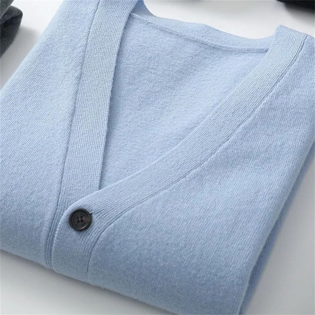 Cárdigan de punto de cachemira para hombre, talla grande, con cuello en V, para otoño e invierno, de lana cálida, de alta gama