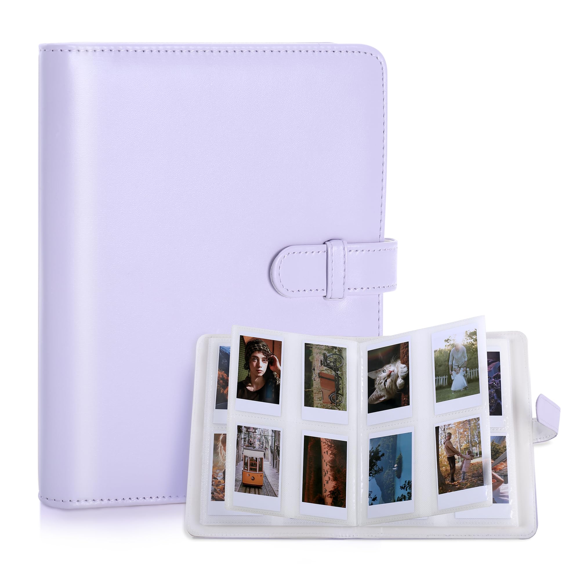 Custodia In Pelle PU Per Fujifilm Instax Mini 12/11/9/8 Con Tracolla E Album Da 64 Foto (Blu)