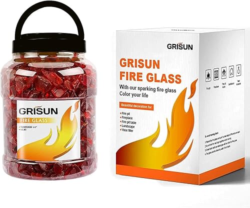 Miniatura 6 de GRISUN Vidrio ignífugo para hoguera, mezcla de 12 pulgada, 20 libras de alto brillo, reflectante, rocas de vidrio templado para chimenea natural o
