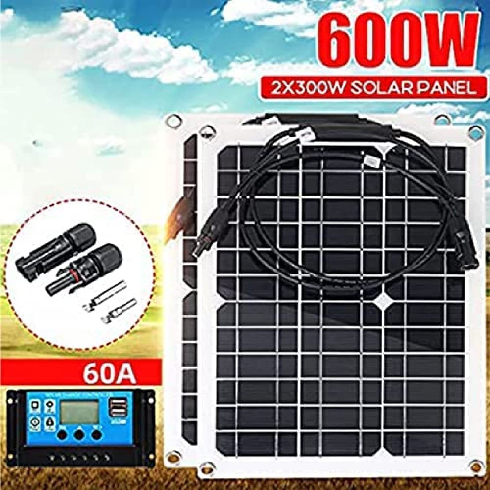 Pannello solare 600 Watt 18 Volt Monocristallino Semi-flessibile Pannello mono pieghevole per camper, barche, roulotte, camper, superfici irregolari Sistemi off-grid