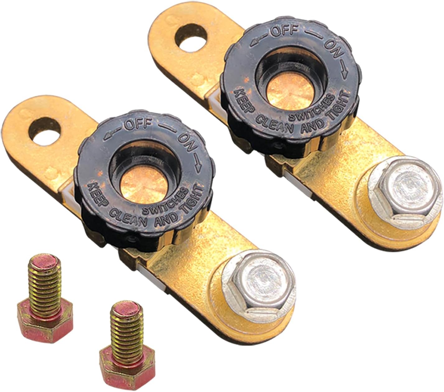 Ampper Side Post Battery Disconnect Switch 12V, Quick Disconnect Battery Cut Off Switch Battery Shut Off Kill Switch for Car (with Long Bolt, 2 Pack)
