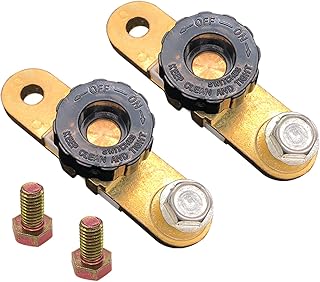 Side Post Battery Disconnect Switch, Ampper Battery Master Switch Isolator for Power Disconnect Cut Off (with Long Bolt, 2 Pack)
