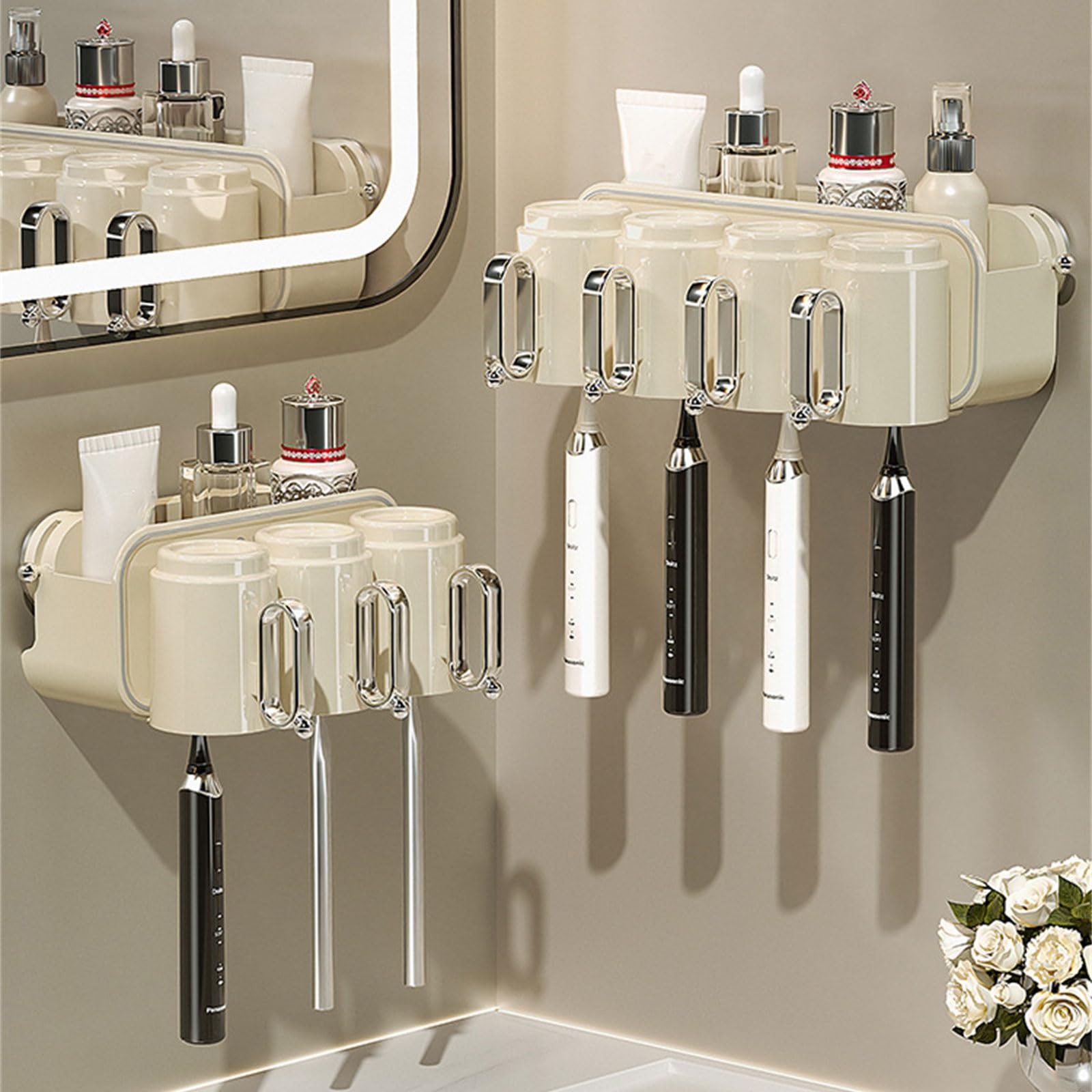 Soporte desmontable para cepillo de dientes con ventosa fuerte, sin perforaciones, organizador de baño para ambientes húmedos, soporte para cepillo de dientes con ventosa