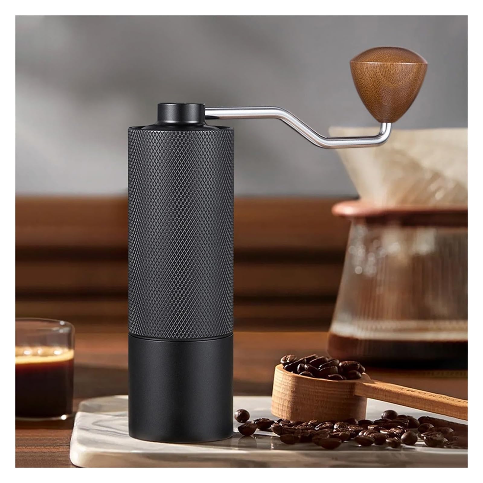 Compatibile con macinacaffè manuale in acciaio inossidabile fresa conica regolabile a mano portatile(Grey with 5Core)