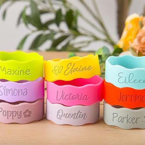 Miniatura 3 de Etiquetas personalizadas para biberones para guardería, bandas de silicona para botellas de agua, etiquetas de nombre para guardería, bandas