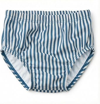 Baby Toddler Boy Swim Diaper Washable Waterproof Reusable Swim Pant Organic Seersucker Blue Stripe Swimsuit 2-3T UPF50