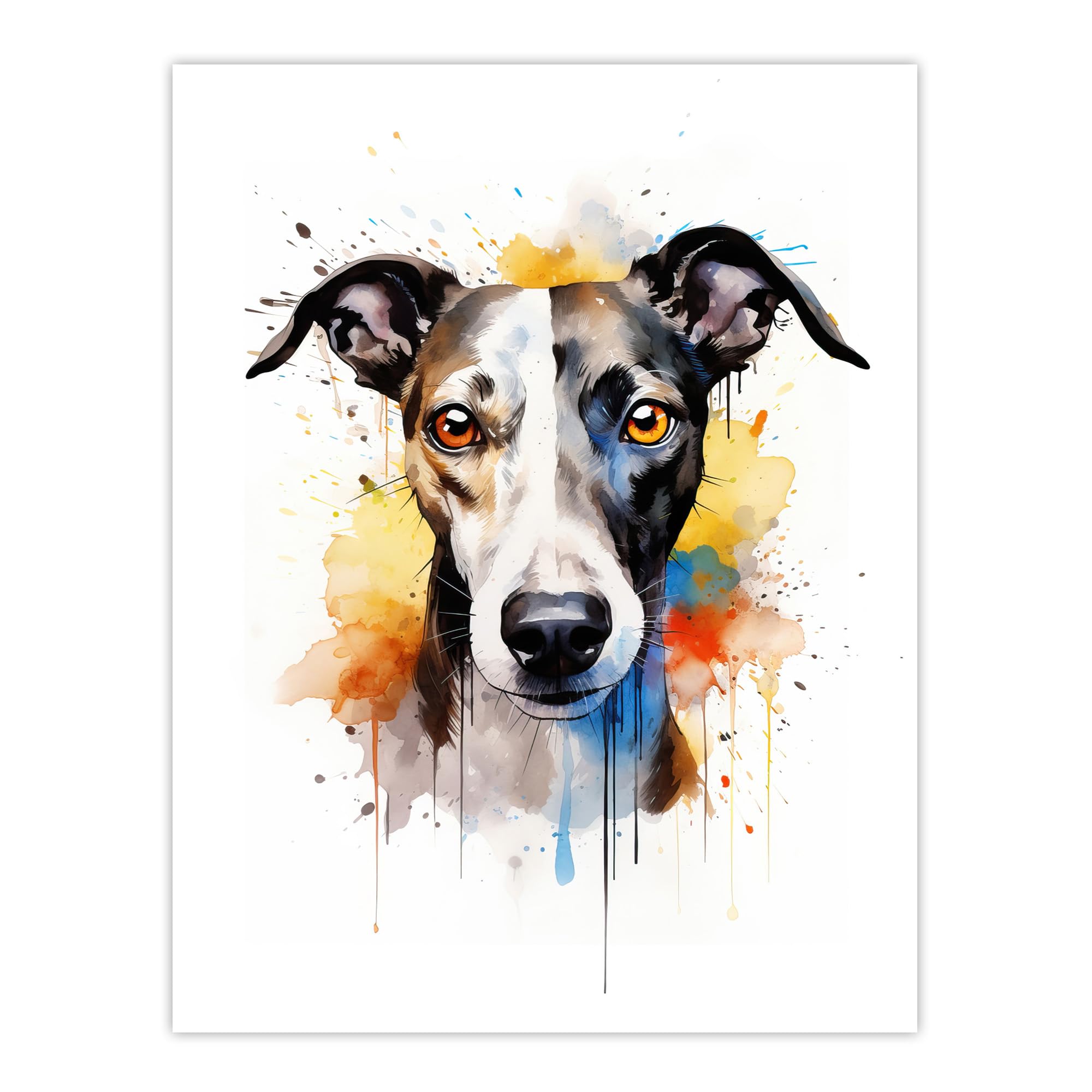 Artery8 Greyhound Lovers Gift Watercolour Pet Portrait Painting Artwork Large Wall Art Poster Print Thick Paper 18X24 Inch
