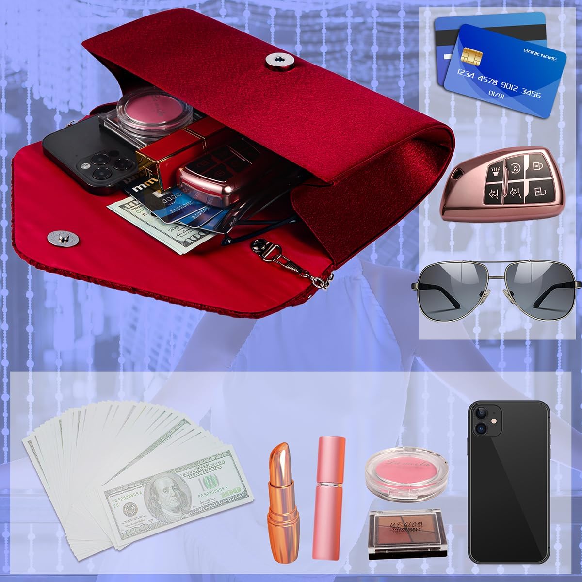 BBjinronjy Clutch Purses for Women Evening Bag Formal Rhinestone Handbags for Wedding Party Cocktail Prom Dinner - Image 6