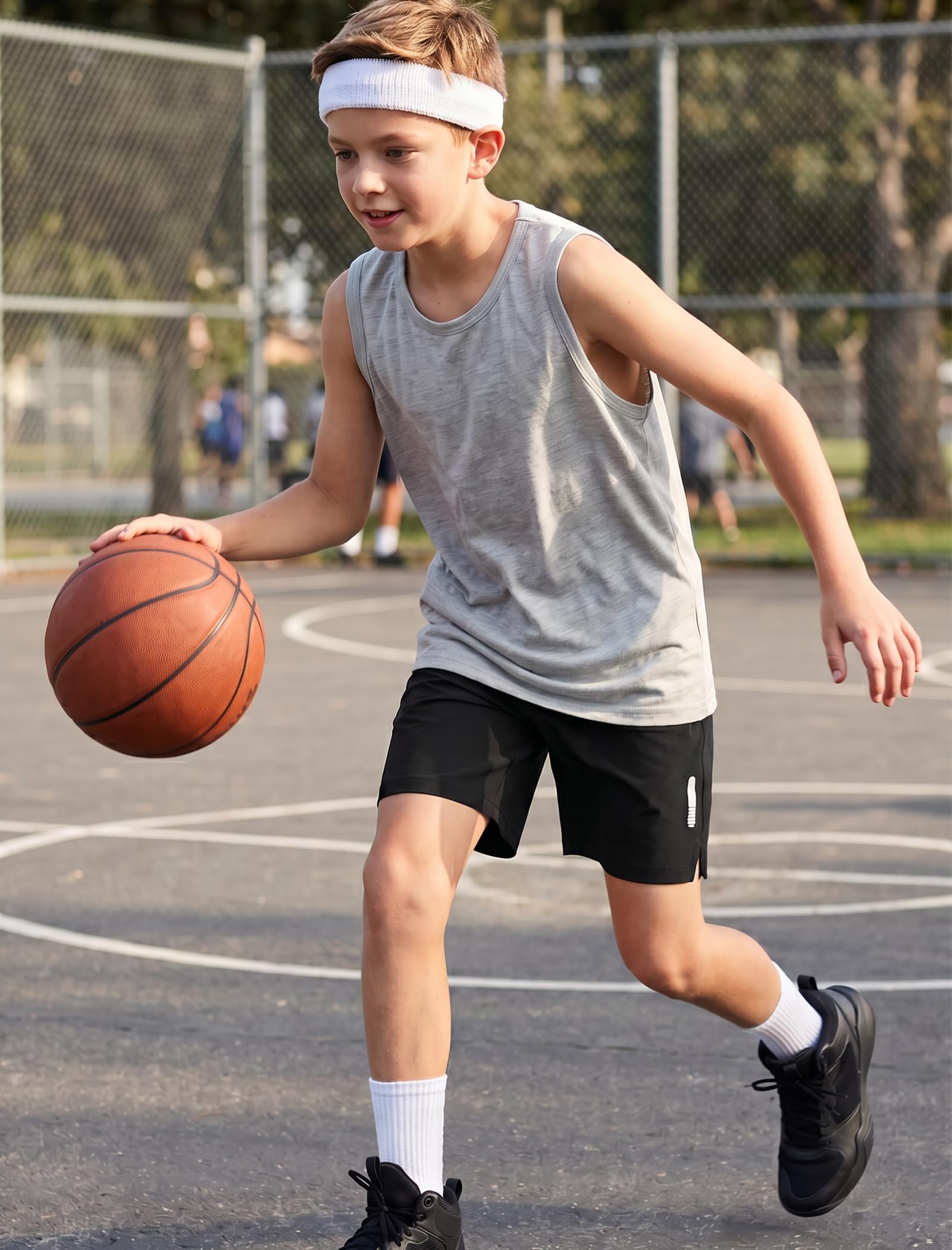 EXARUS Sport-Shorts für Jungen, 10,2 cm/15,2 cm, schnell trocknend, leicht, verstellbar, elastische Taillentaschen, Basketball, Fußball, Laufen