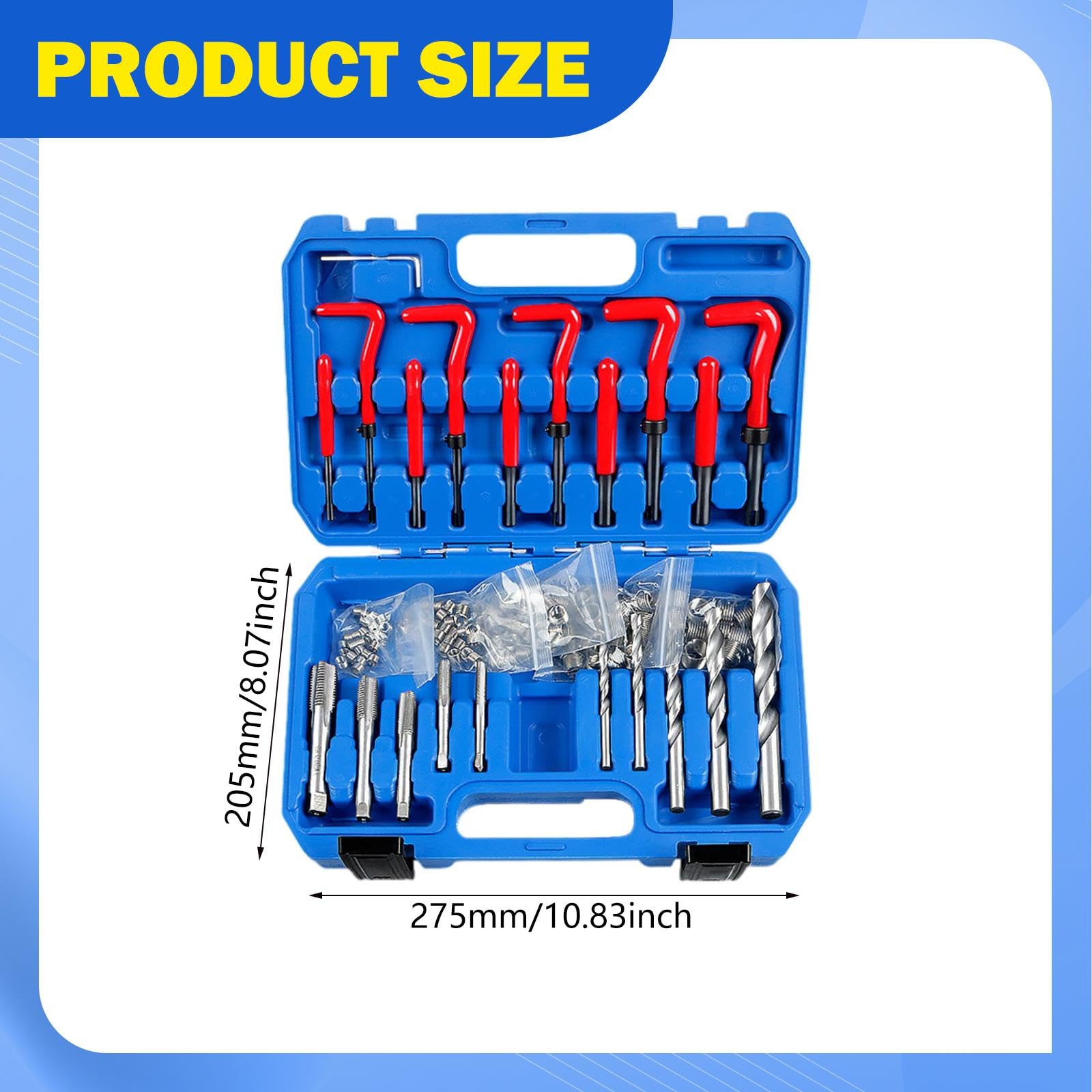 Kit metrico da 131 pezzi, inserti filettati per maschiatura M5 M6 M8, strumenti di installazione per la rottura, kit di riparazione