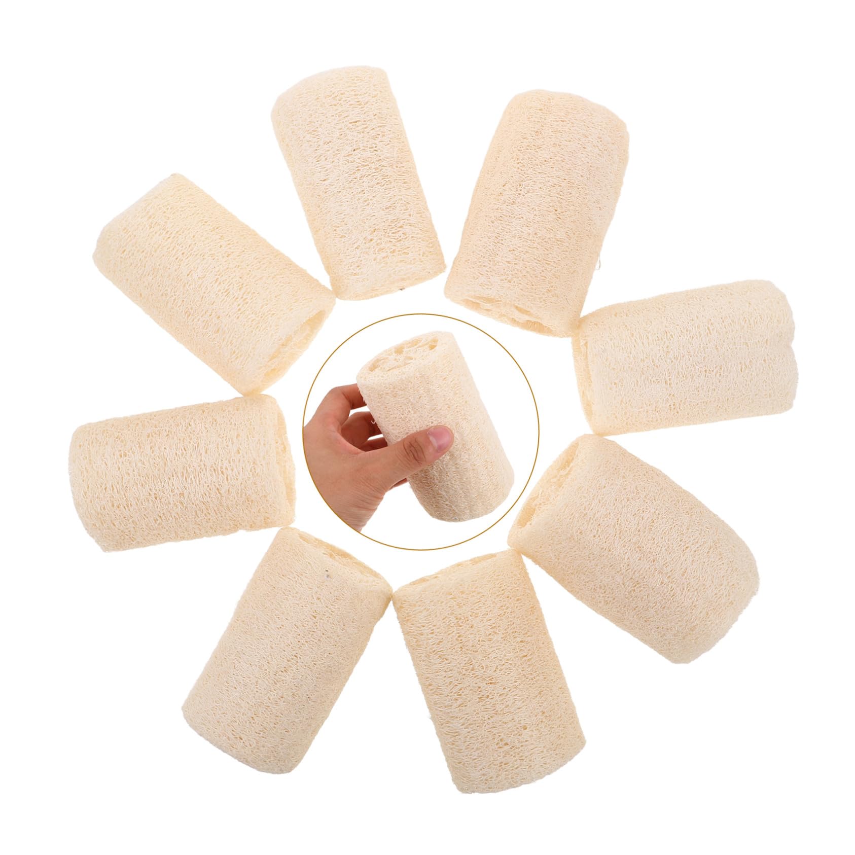 Gatuida 8 Piezas Esponja Natural Luffa para Baño y Cocina Exfoliante Corporal y Depurador Multiuso Masaje Relajante y Limpieza sin Químicos Diseño Ergonómico Cómodo para Hombres y Mujeres