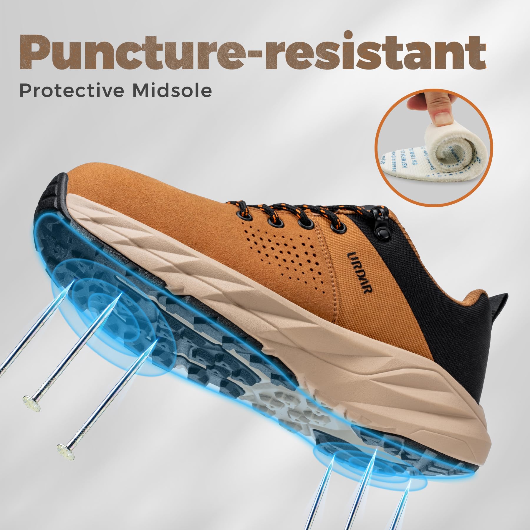 LARNMERN PRO Zapatos de Seguridad Hombre de Acero Zapatos de Trabajo | Zapatillas de Trabajo Antipinchazos para Trabajo Ligeras con Suela Suave para Industria Construcción y Almacén
