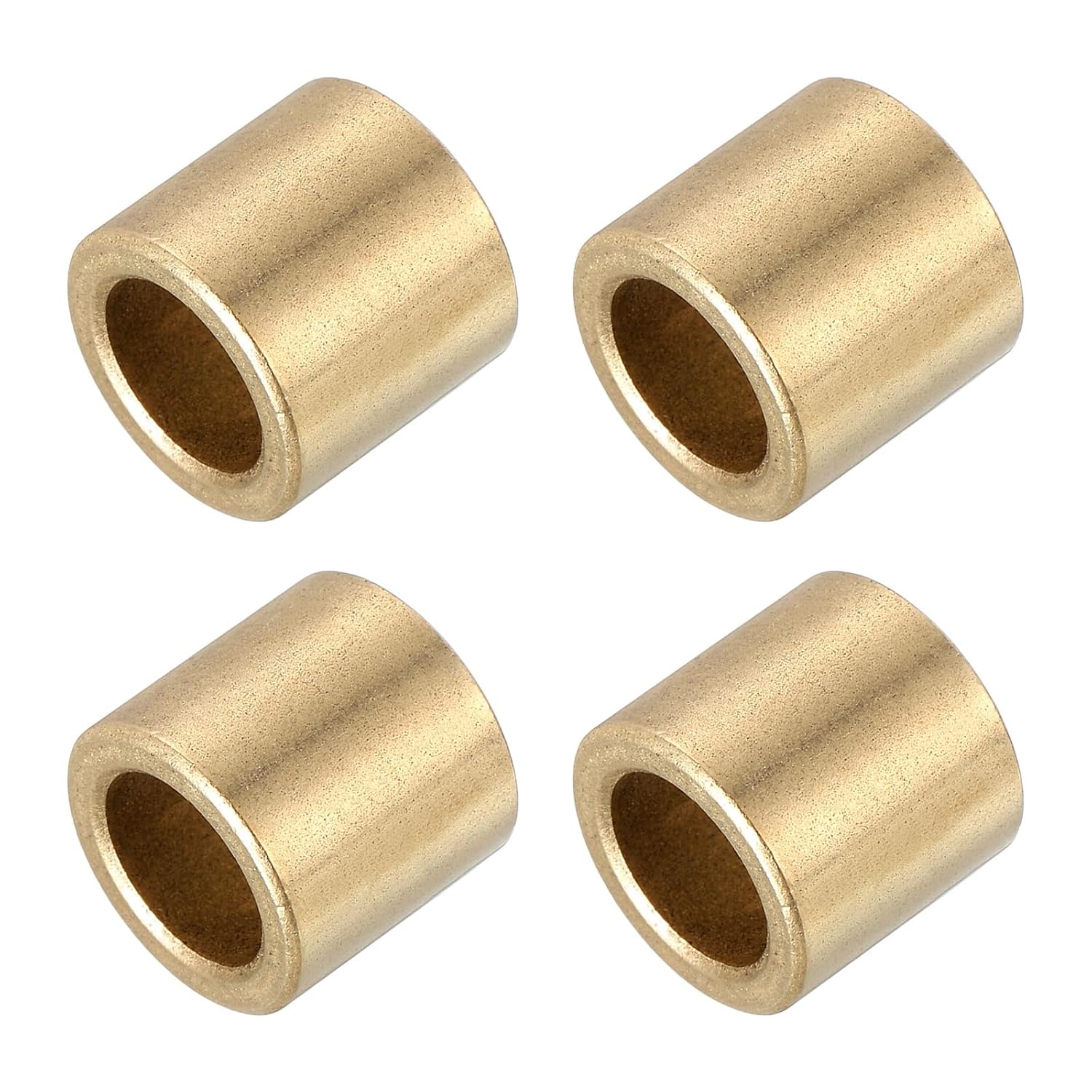 MECCANIXITY Sleeve Bearings,12mm Bore x 16mm OD x 12mm Length Self-Lubricating Cast Brass Bushing Plain Shaft Bearings for Sliding Movements Parts of Machinery(Gold Tone, Pack of 4)