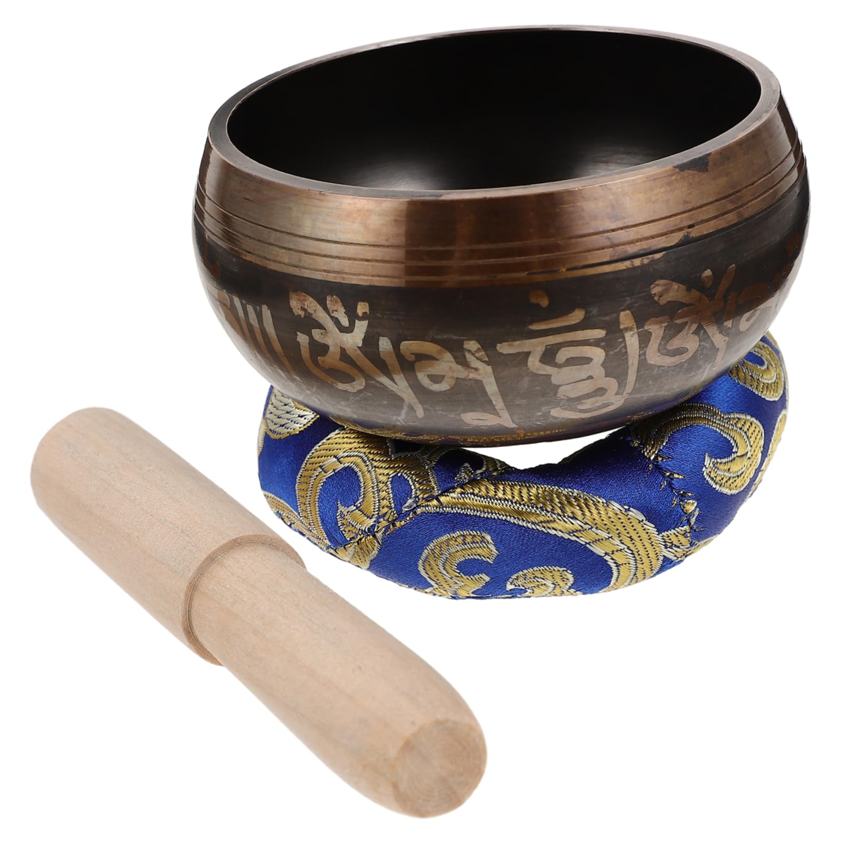 Yardwe 1Set Meditation Copper Singing Bowl Musical Bowl with Mallet for Yoga and Mindfulness Unique Accessory present for Buddhism Lovers