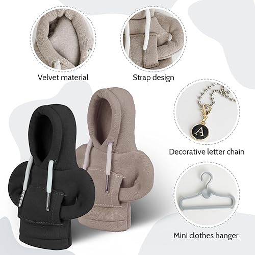 Miniatura 4 de 2 fundas para pomo de palanca de cambios de automóvil, color gris y naranja, sudadera con capucha, suéter, accesorios interiores de automóvil,