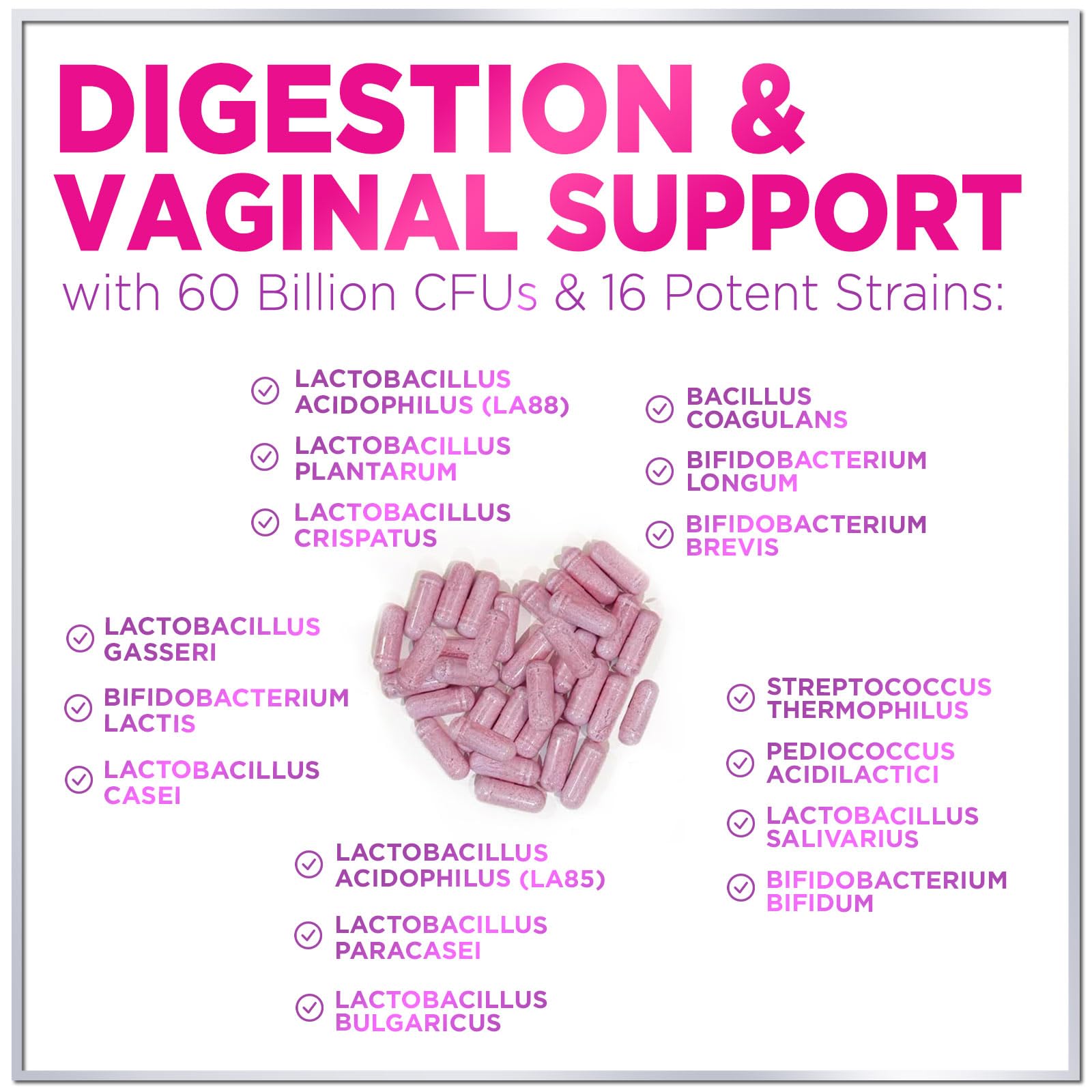 Probiotics for Women 60 Billion CFU, 16 Strains for pH Balance, Vaginal & Digestive Support, Womens Probiotic and Prebiotic + Cranberry for Gut, Urinary & Immune Support, Shelf Stable - 60 Capsules