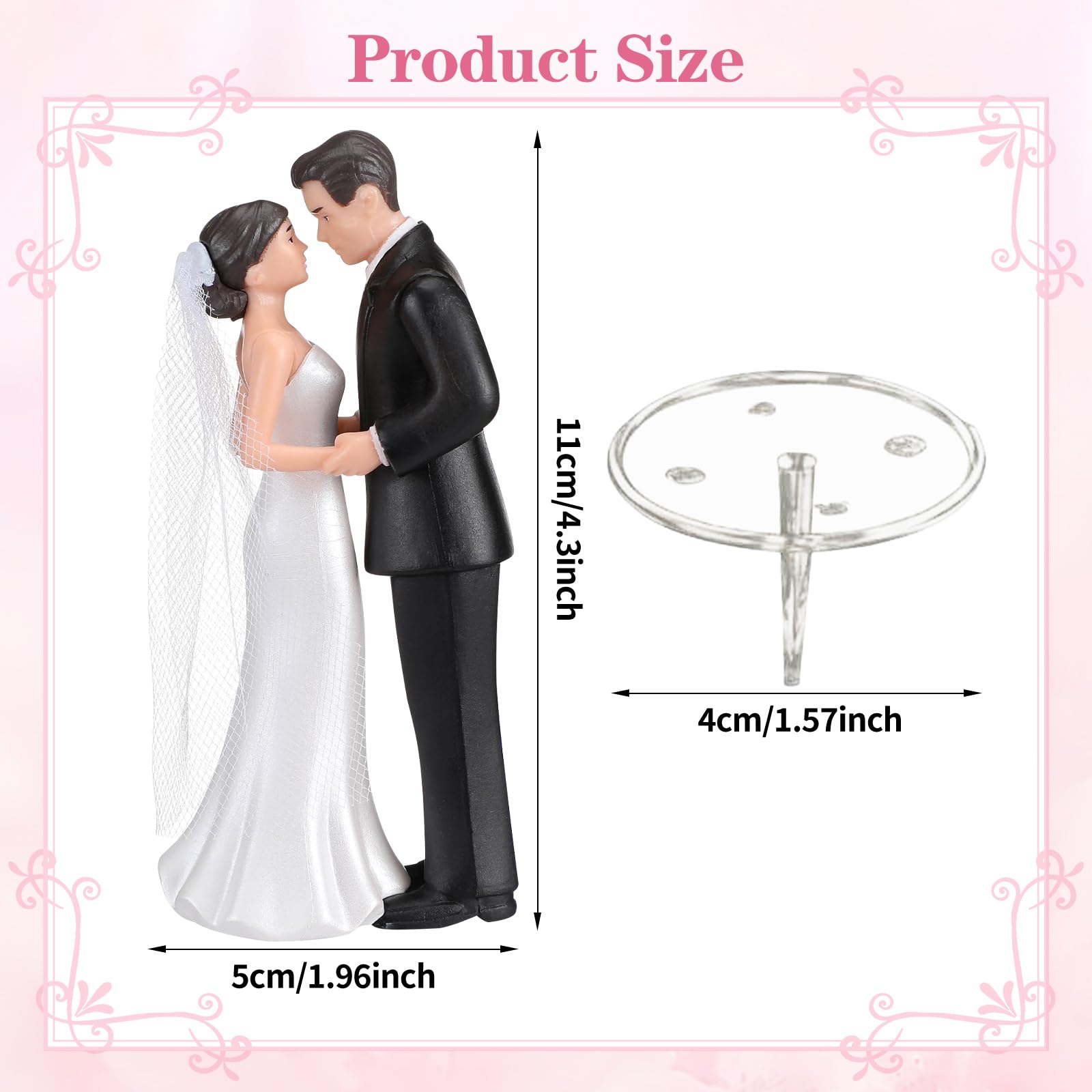 Sposini per Torta Matrimonio, Cake Topper Matrimonio, Statuine Sposi per Torta Nuziale, Base Adatta al Contatto Alimentare, per La Decorazione Della Torta, Decorazione Della Tavola