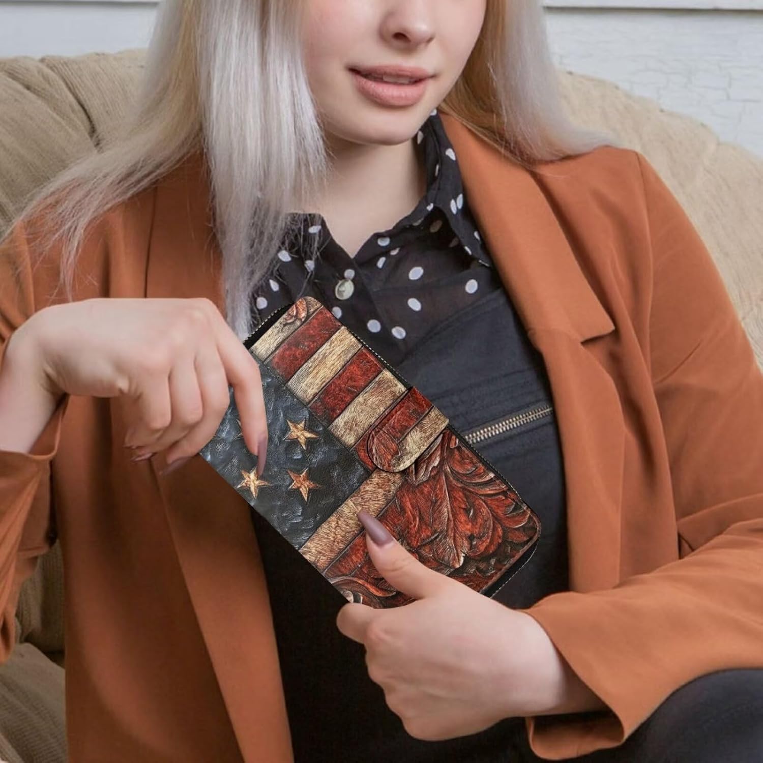 COEQINE Ladies Wallets Pink Leopard Heart Black Printed Leather Phone Long Clutch Purses Check Coin Change Holder - Image 5