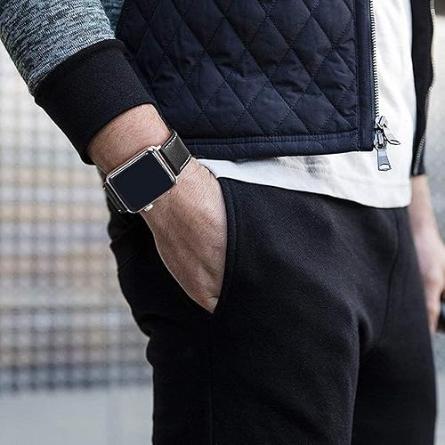 Miniatura 7 de EDIMENS - Correa de piel compatible con Apple Watch de 1.654pulgadas y 1.732pulgadas para hombre y mujer, correa de repuesto para Apple Watch iwatch