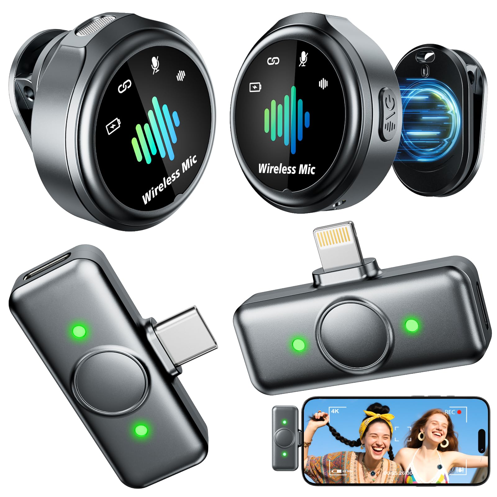 LID LIRDDY Mini Microphone for iPhone: Wireless Lavalier Microphone for Android - Noise Canceling Magnetic Clip Lapel Mic - Vlogging & Pro Video Recording for Content Creators?