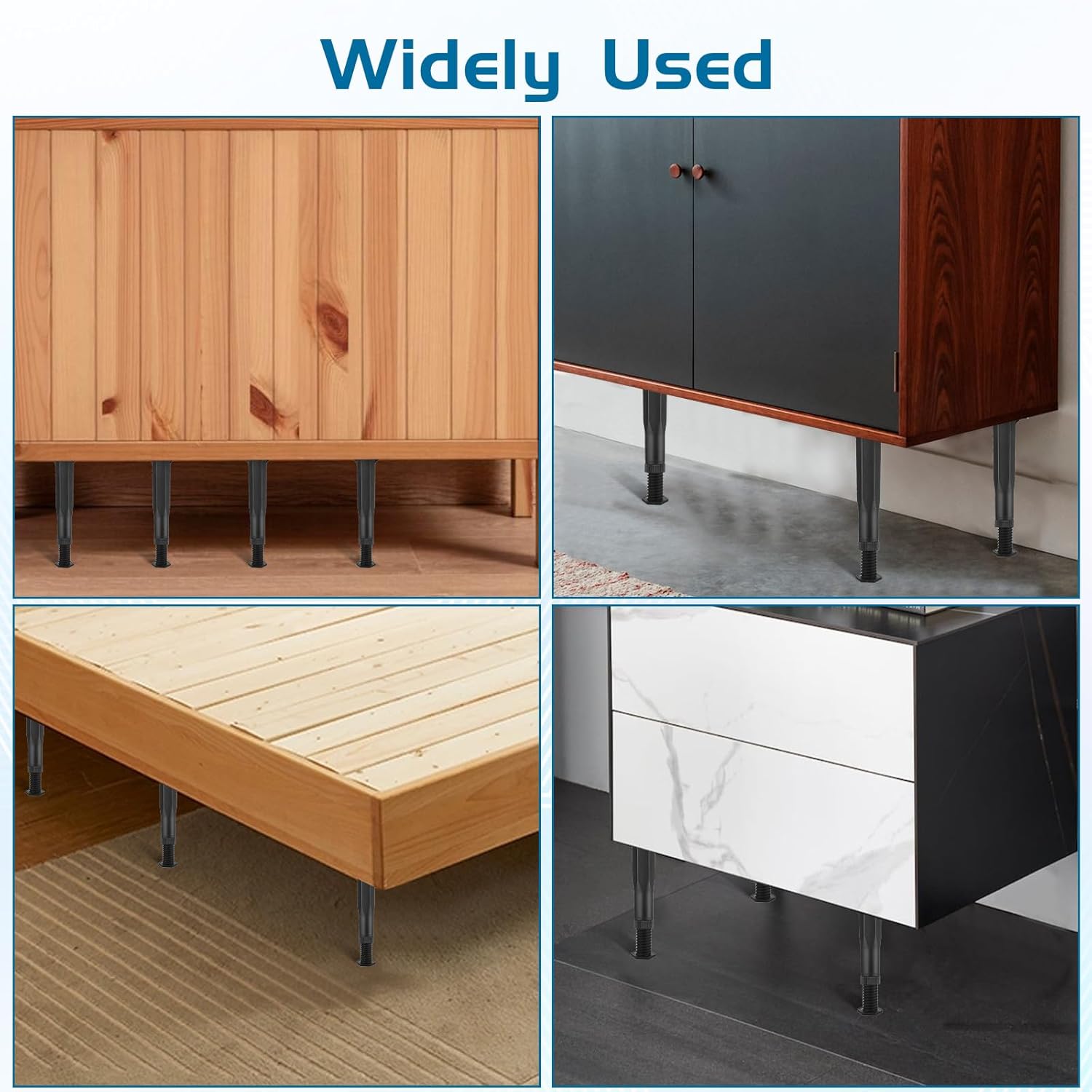 8 PCS Adjustable Height Bed Support Legs 8.27-14.96 Inch Heavy Duty Furniture Replacement Legs with Screws for Bed Frame Slats Sofa Table Cabinet Dresser Chair