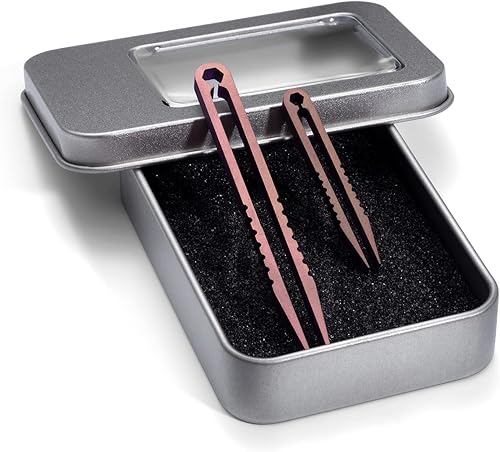 Vista 12 de Pinzas de aleación de titanio, 2 piezas, mini pinzas portátiles de titanio, pinzas EDC de titanio, pinzas de supervivencia, camping, Gadget al aire