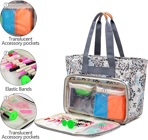 Miniatura 9 de Yarwo Estuche de transporte para pintura de diamantes A4 almohadilla de luz LED, bolsa de almacenamiento portátil para herramientas y suministros de