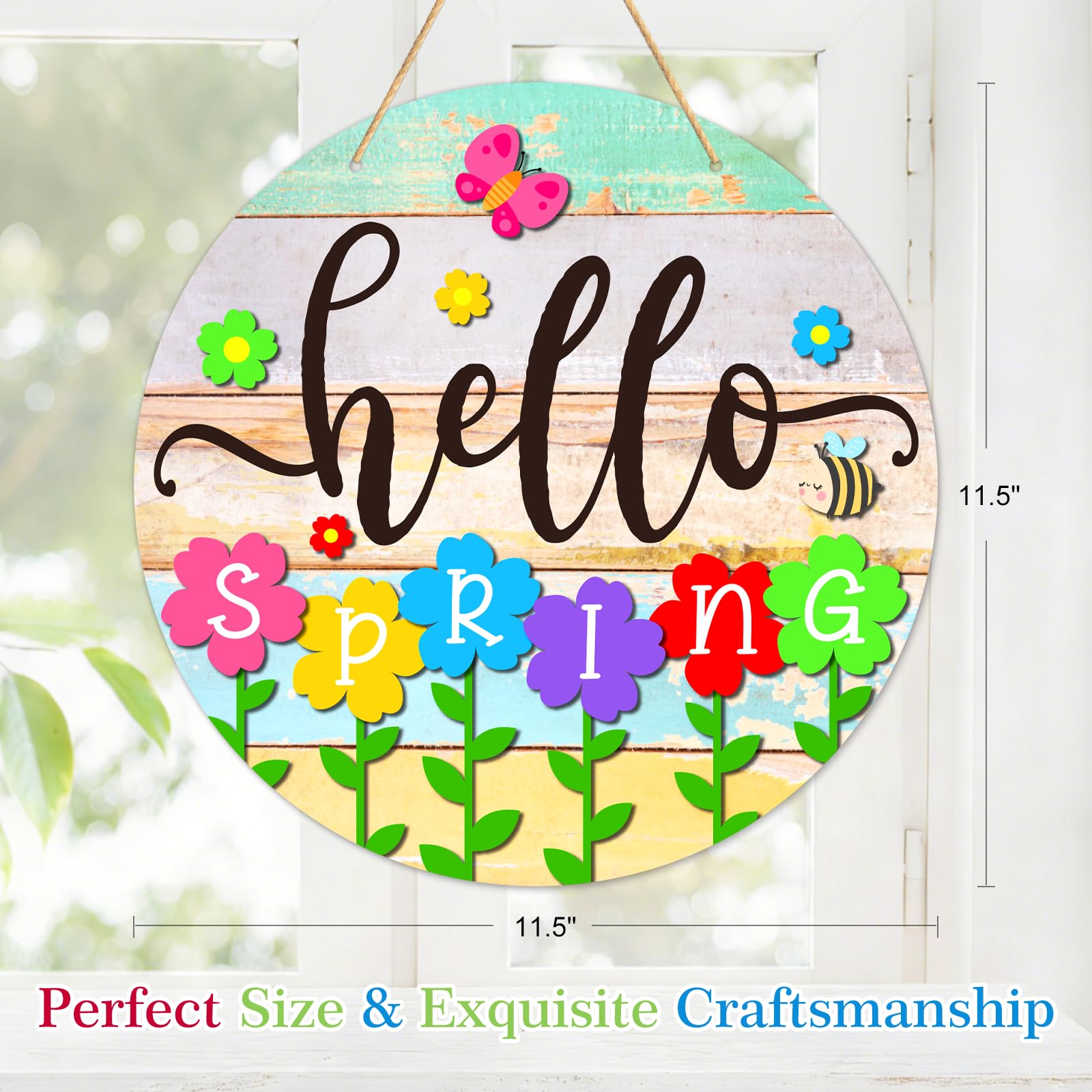 Amazon.co.jp: PETCEE Hello Springドアサイン、30.88cm カラフルな花