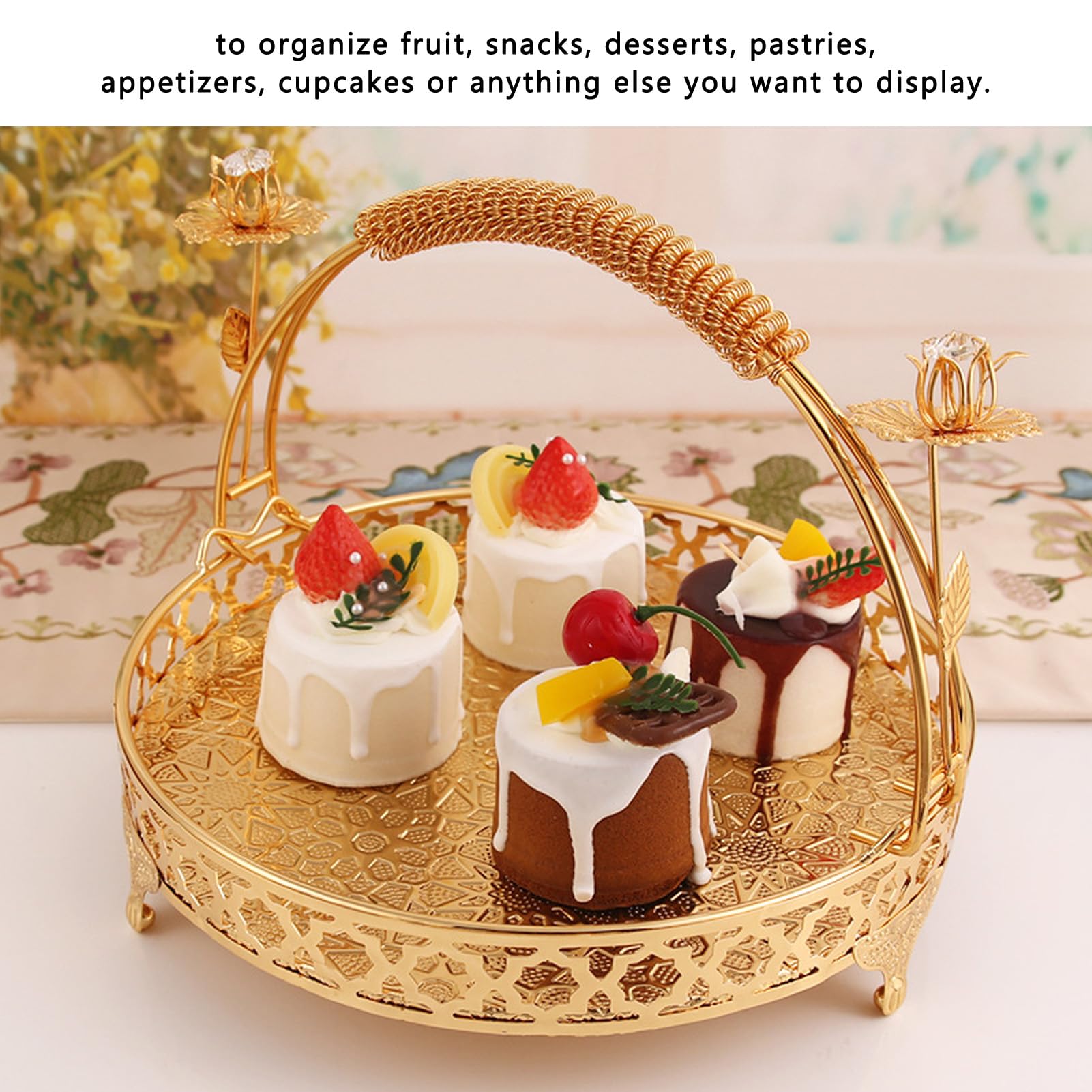 Bol à Fruits Doré Style Temple – Alliage, Diamètre 17,8 Cm | Décoration Rétro, Offrande, Service à Fruits élégant - 7
