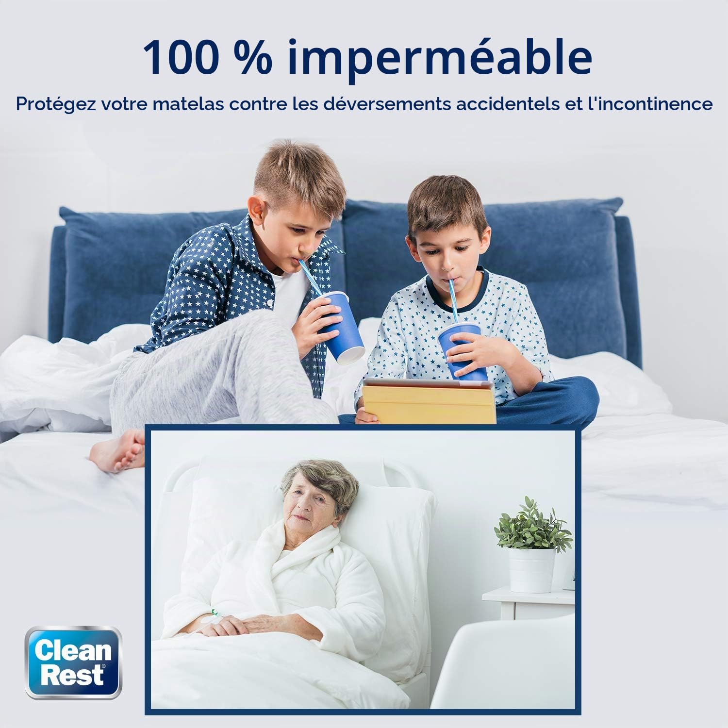 Clean Rest Housse Matelas 2 Places : 160 x 200 (cm)