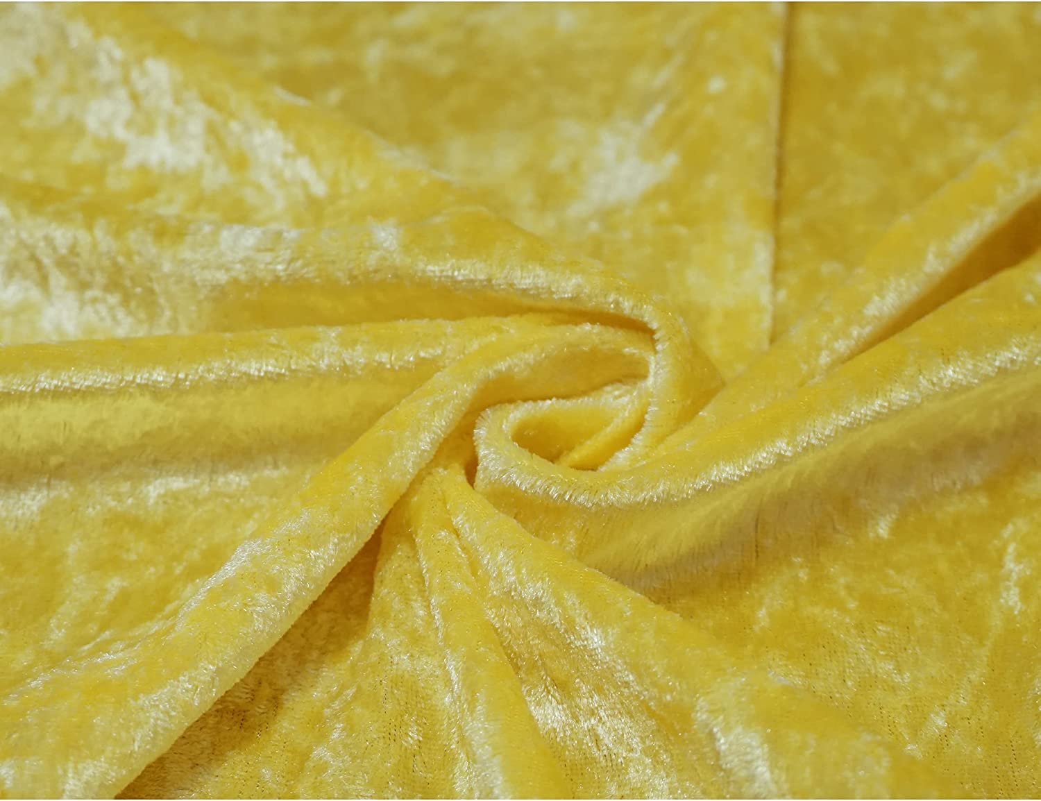 Crushed Velvet Fabric Craft Stretch Velour Material - Soft Furnishing & Craft Velour Fabric - 150cm Wide (Yellow, 1000cm x 150cm (393" x 60")) — image 1