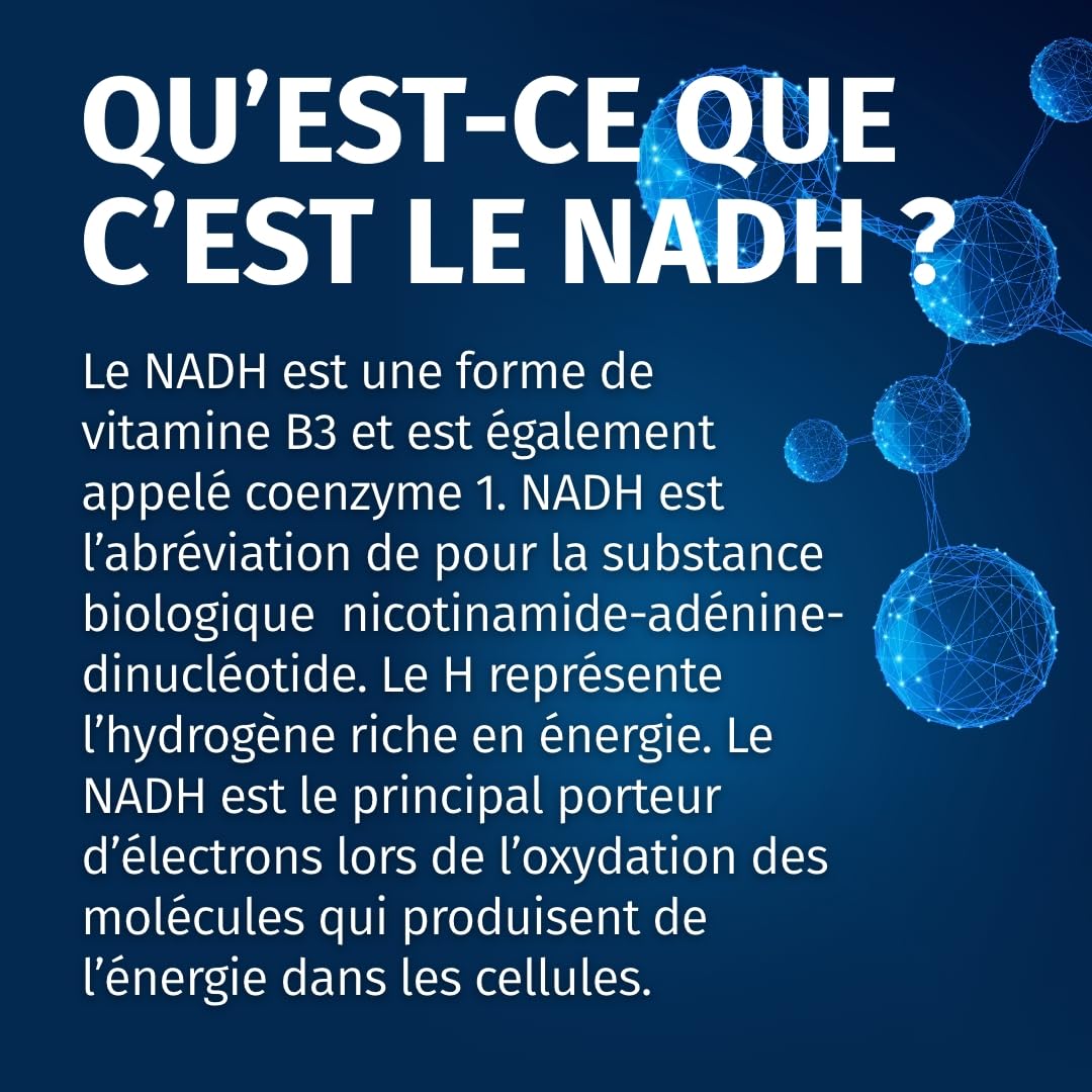 Green Naturals® NADH 50mg - 60 Capsules - De fabrication allemande - 100% Végétalien & Sans Additifs - Réserve pour 2 mois