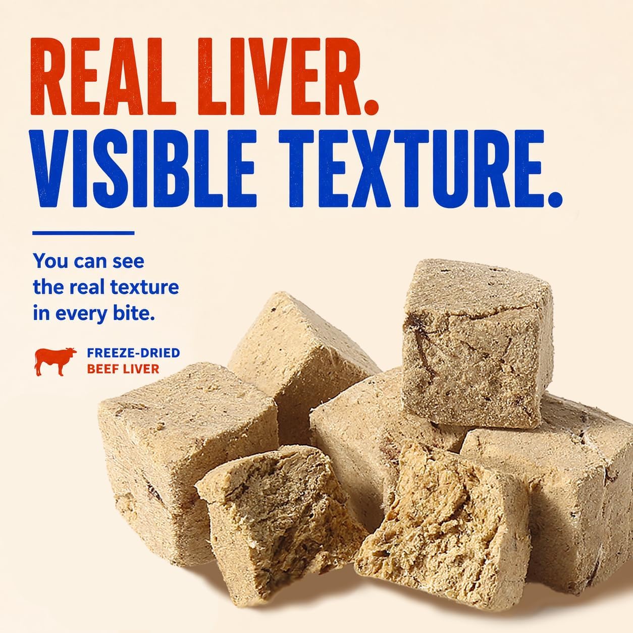Freeze Dried Beef Liver Treats for Dogs, 1.1 lb Value Tub, Single Ingredient Beef Liver Cubes, High Protein Grain Free Dog Treats, Bite-Size Training Rewards & Meal Topper thumbnail