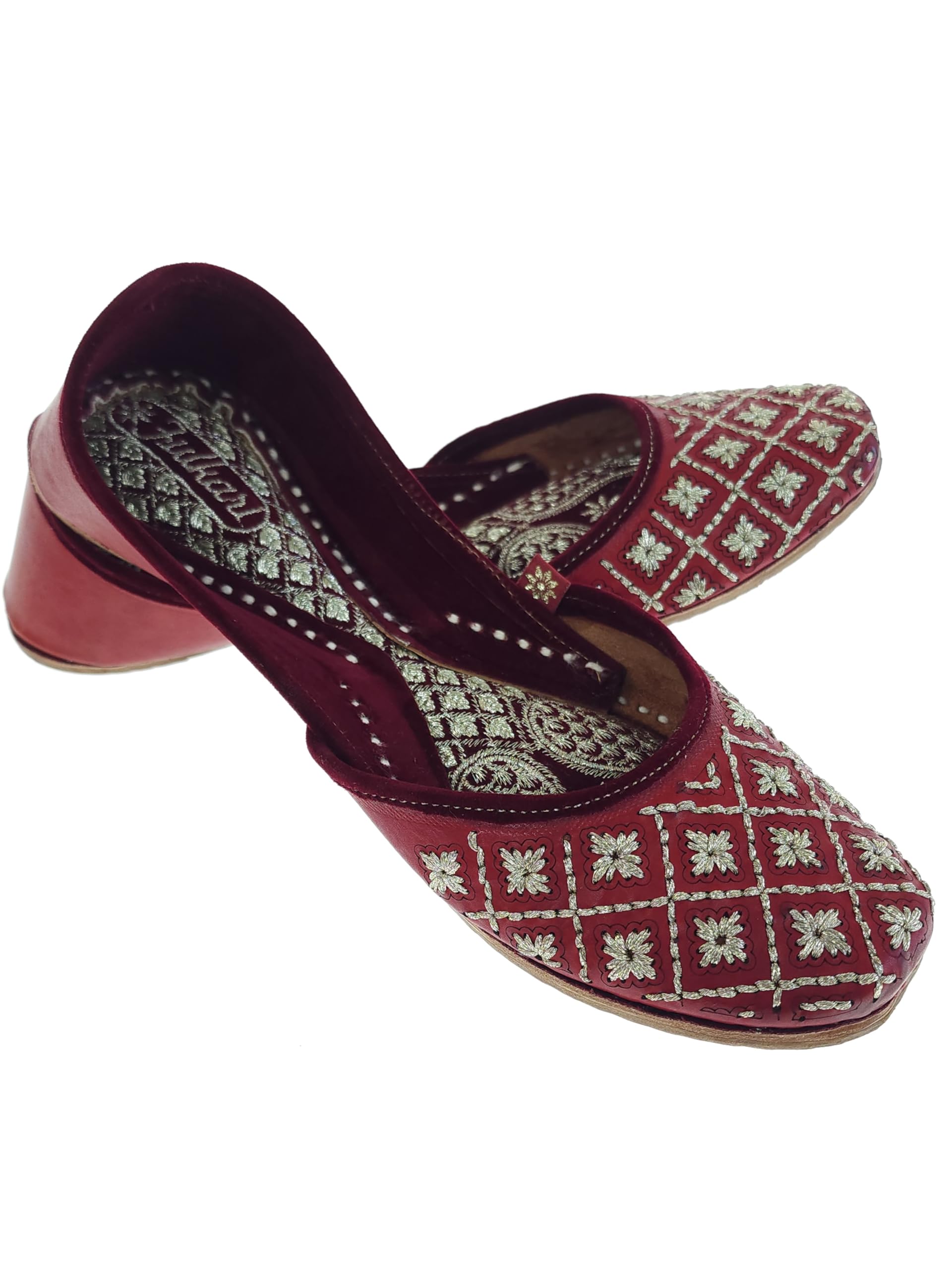 Women Zari Worked Casual Genuine Soft Leather Jutis | Bite and Pinch Free Juttis | Punjabi Jutti | Girl's Office Flat Ladies Mojari | dailywear Ethnic Juti |-image-10