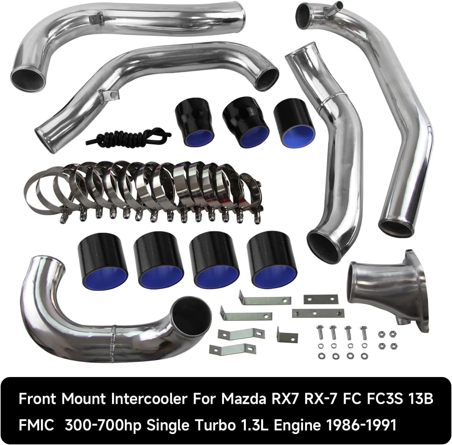Front Mount Intercooler Pipe Piping Kit For 86-91 Mazda RX7 RX-7 FC FC3S 13B 1.3L Engine Single Turbo 300-700hp Black