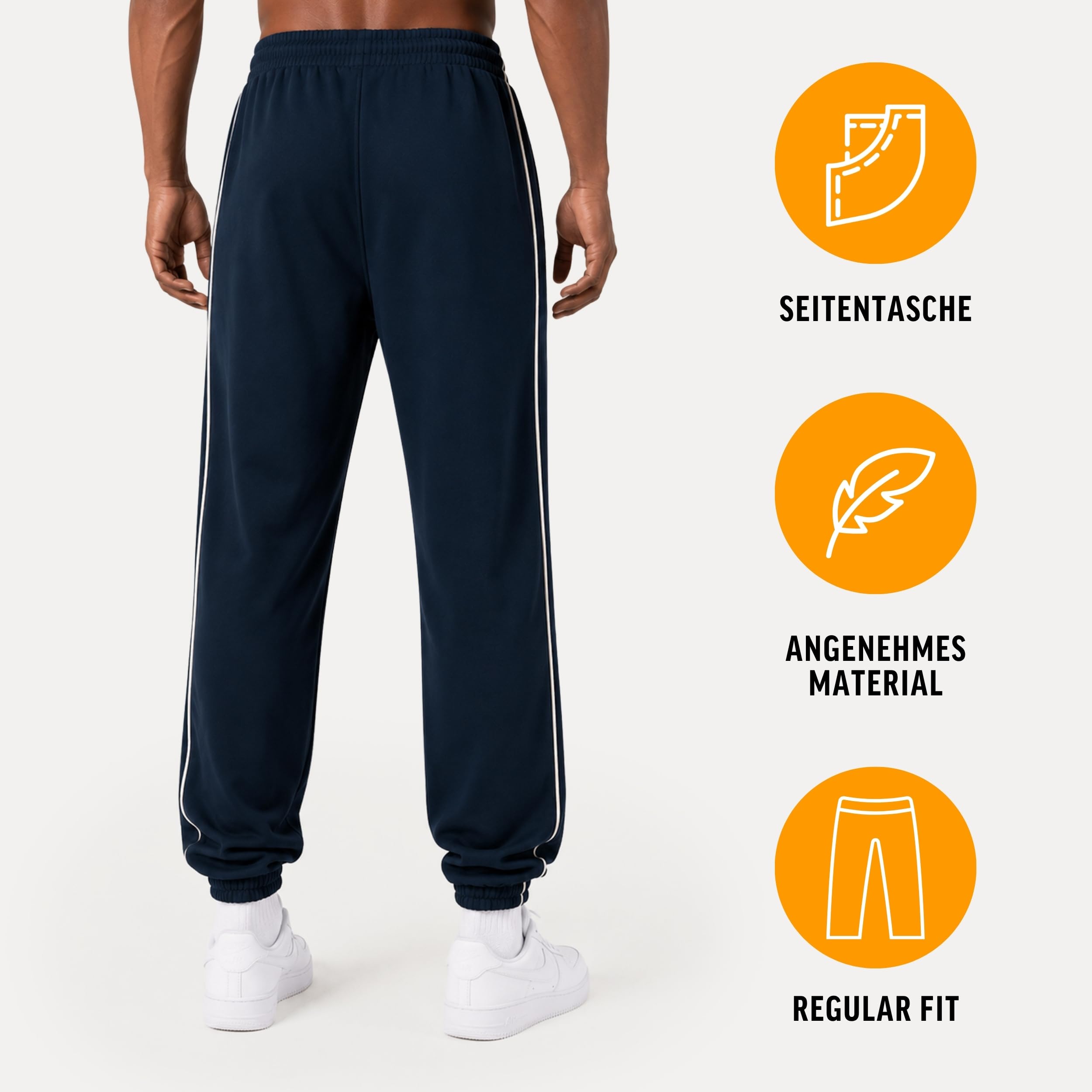 SMILODOX x FILA Jogginghose Herren Iseo, Regular Fit Trainingshose, aus Baumwolle, Sport Jogger mit Tunnelzug, schmale Seitenstreifen, Freizeit & Fitness Sweatpants, für Gym & Streetwear