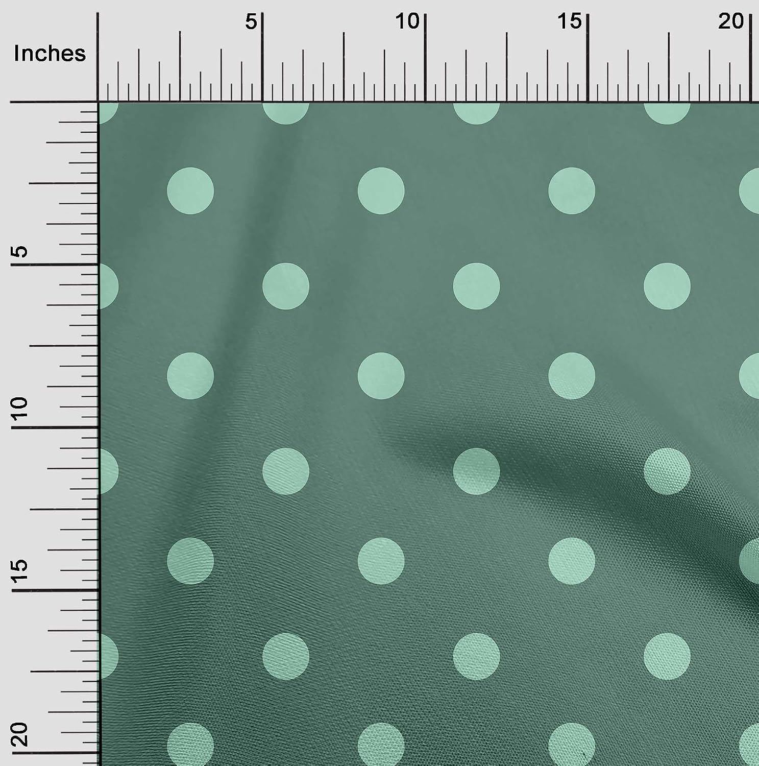 oneOone Cotton Flex Dusty Teal Green Fabric Polka Fabric for Sewing Printed Craft Fabric By The Yard 40 Inch Wide