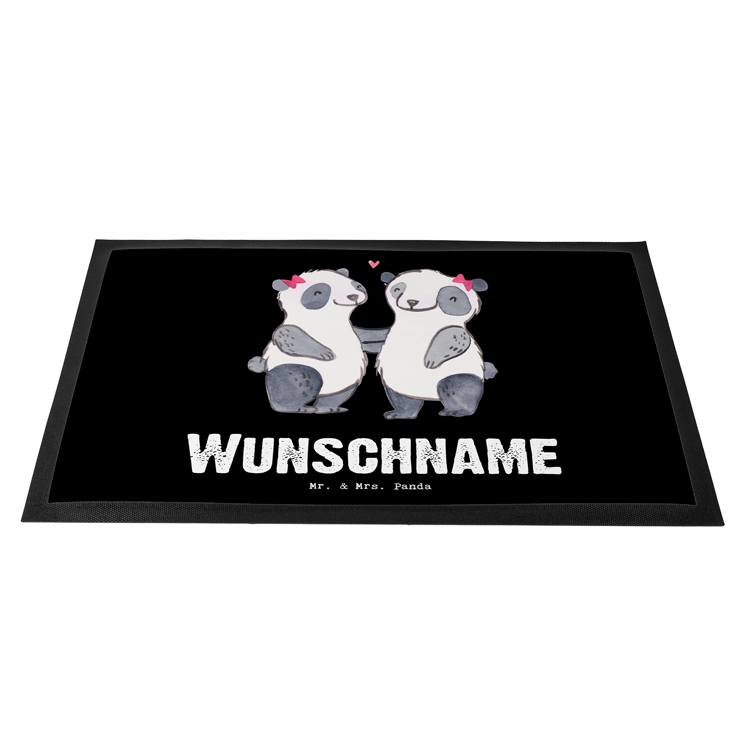 Mr. & Mrs. Panda Fussmatte personalisiert Panda Beste Schwester der Welt 40 x 60 cm - Personalisierte Geschenke, Geschenk, mit Namen, Fußmatte, Kinder, Geschenkidee, Liebe, personalisierbar, Familie