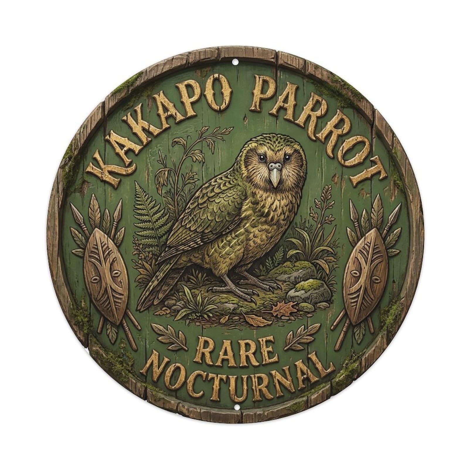 Cxhjca 8X8inch(20X20cm) Kakapo Parrot Rare Nocturnal Metal Tin Sign