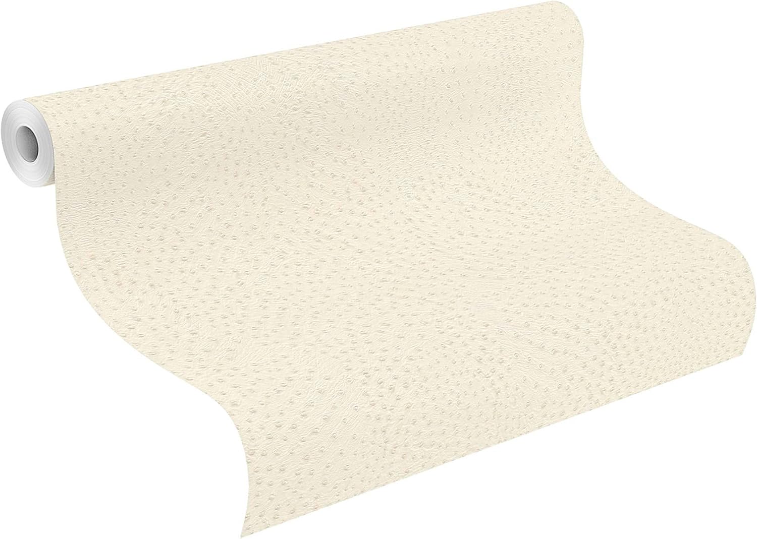 Rasch Wallpaper 751536 - Cream White Non-Woven Wallpaper with Leather Look Ostrich Skin Look from The African Queen III Collection