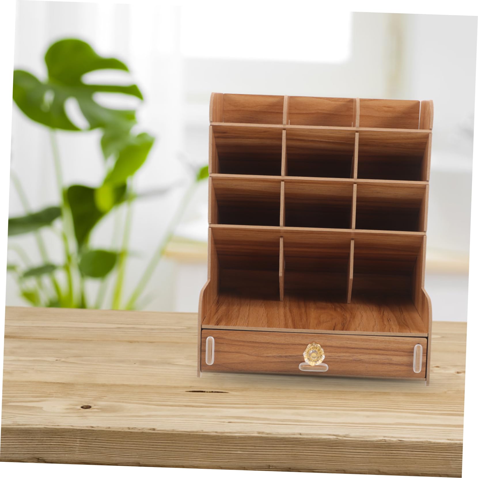 Organizador de Escritorio Diseño Simple y Limpio para Almacenar Bolígrafos y Cosméticos de Madera Compacto y Liviano para Uso en Mesa